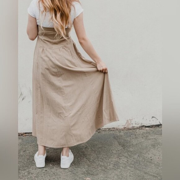 Free People Soledad Midi Dress in Khaki size S - Picture 4 of 11